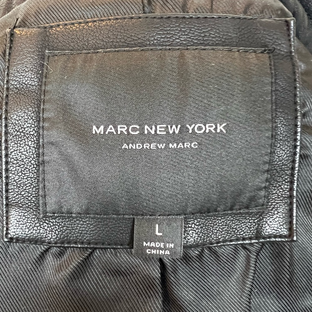 Marc New York Black Faux  Leather Moto Vest w/ Rose Gold Accents, Size L - Picture 6 of 8